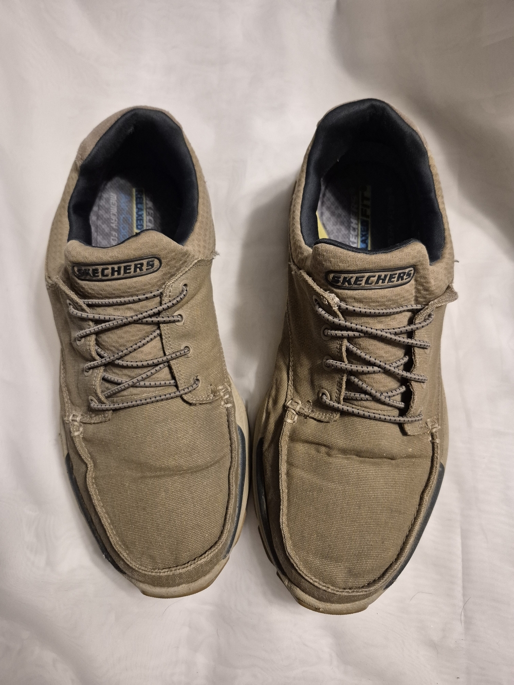 Skechers Men's Size 11.5 Khaki Canvas Slip-On Style Lace-Up Loafers